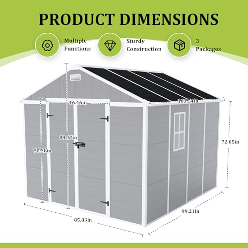 Gray 8x8 FT Outdoor Resin Storage Shed X778