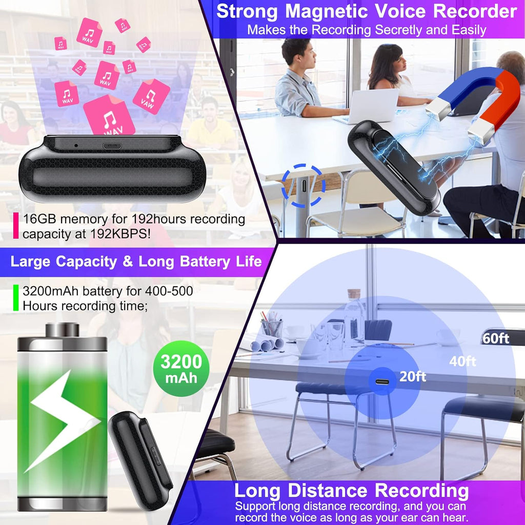 32GB Digital Voice Recorder with 400 Hour Storage, Pack of 2 W30082
