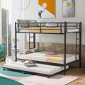 Twin Over Twin Metal Bunk Bed with Trundle and 2 Ladders A772