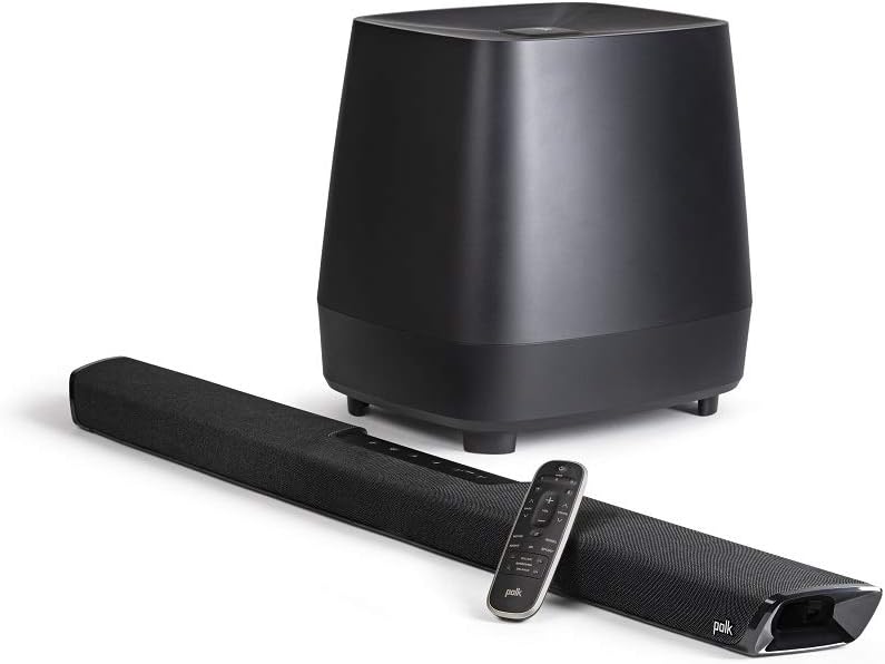 Black Wireless Surround Sound Bar with Subwoofer and Two Speakers V57738