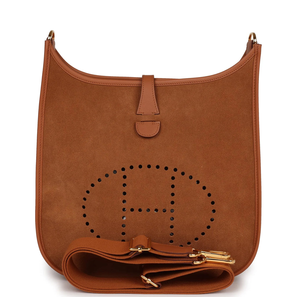 Gold Leather Crossbody Bag I18781