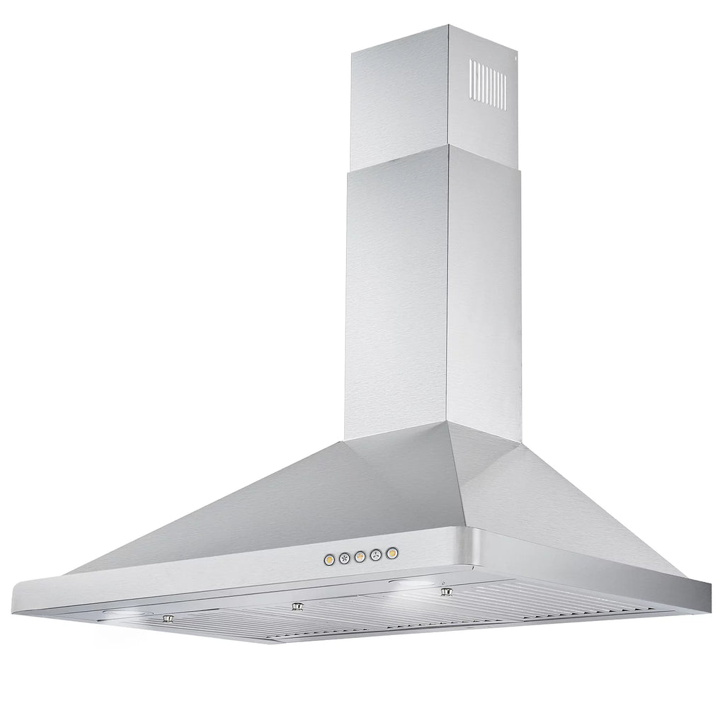 2 Piece Dual Fuel Range and Wall Mount Range Hood Kitchen Appliance Package M120