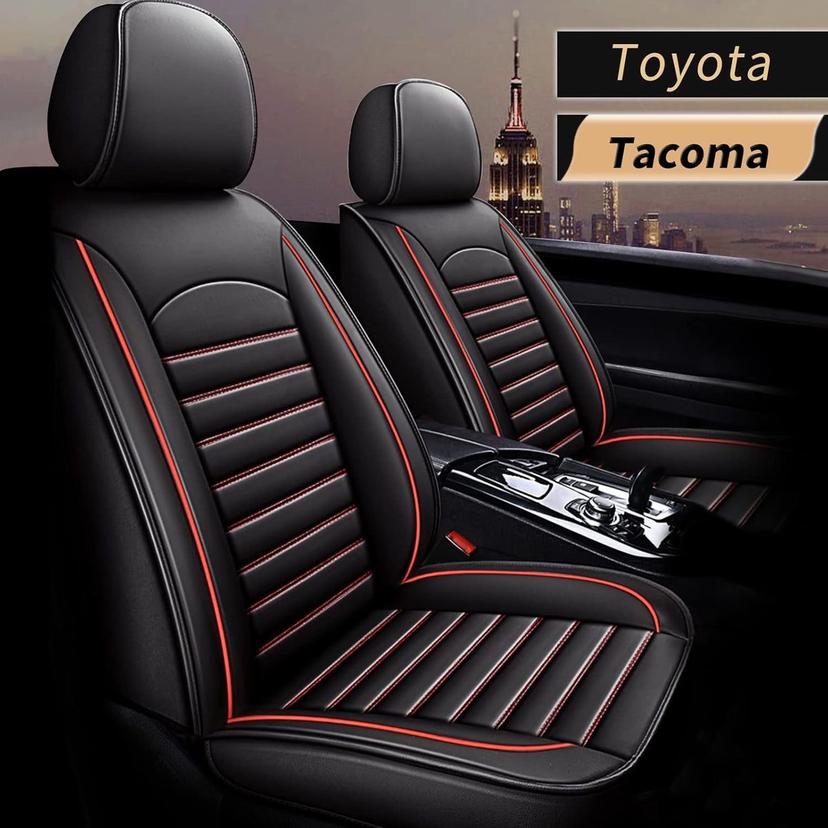Black Faux Full Set of Car Seat Covers T59230