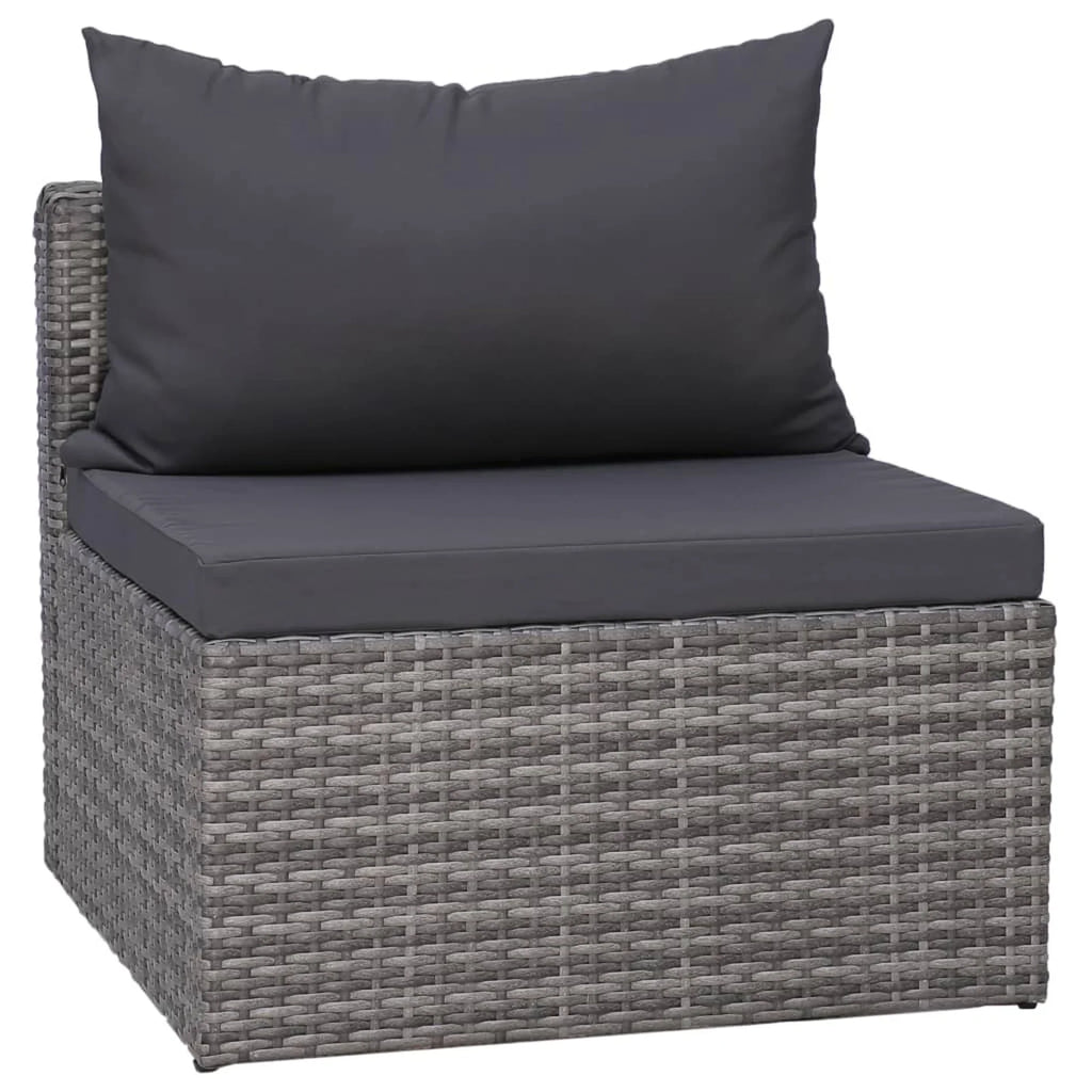 6 Piece Outdoor Sectional Sofa with Coffee Table and Cushion Set Gray Poly Rattan E31974