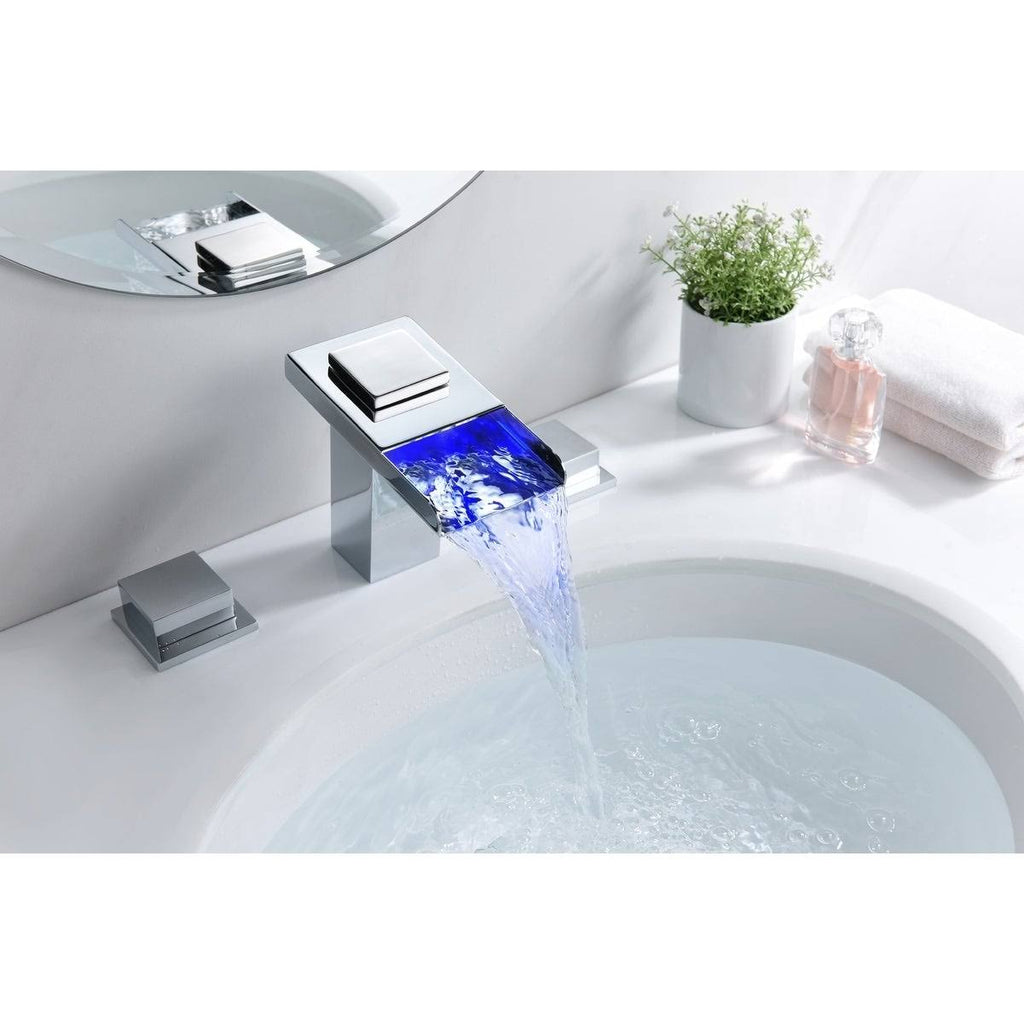 Chrome 8-Inch LED Widespread Bathroom Sink Faucet H276