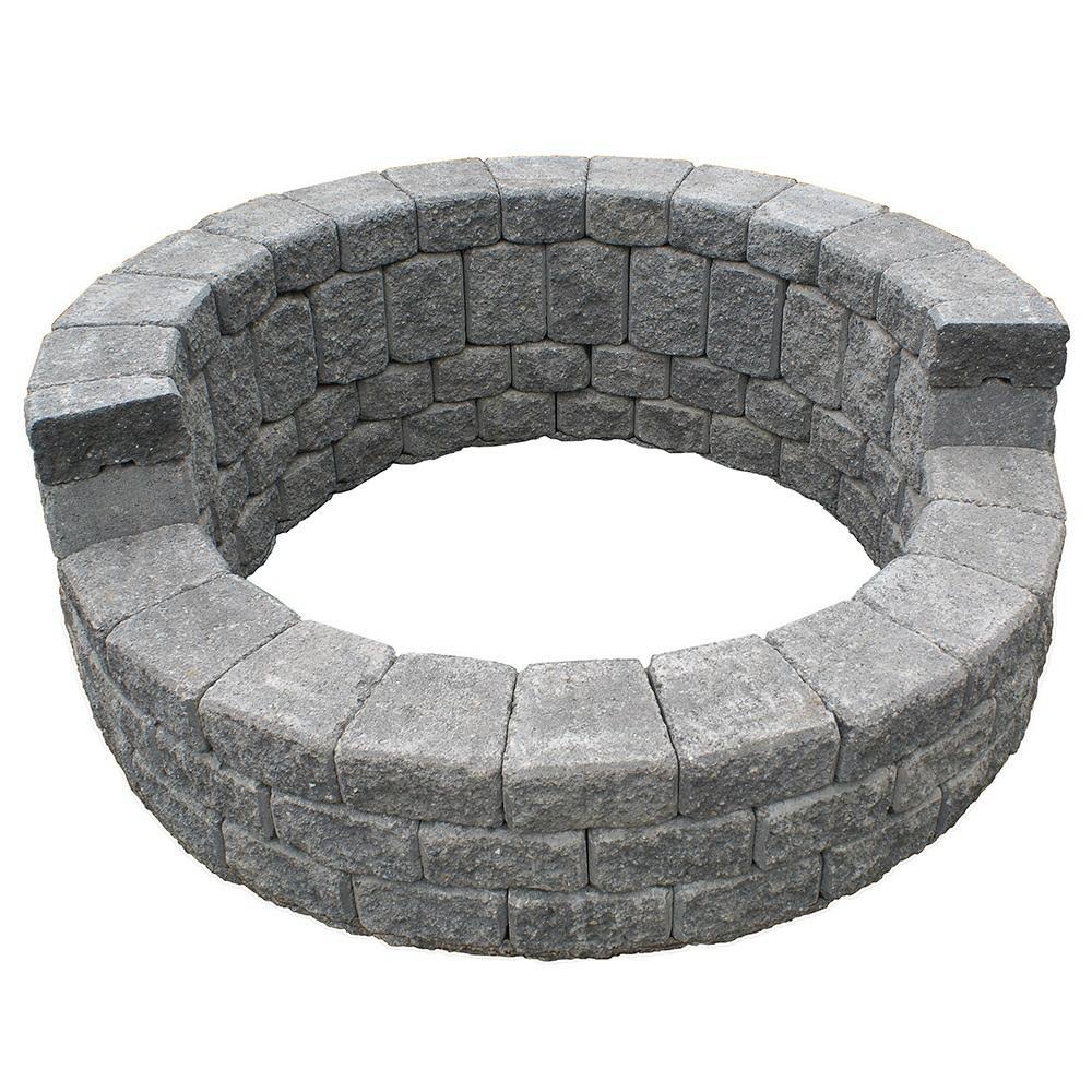 Concrete Romanstack High Back Fire Pit Kit in Cascade Blend, Gray R254349