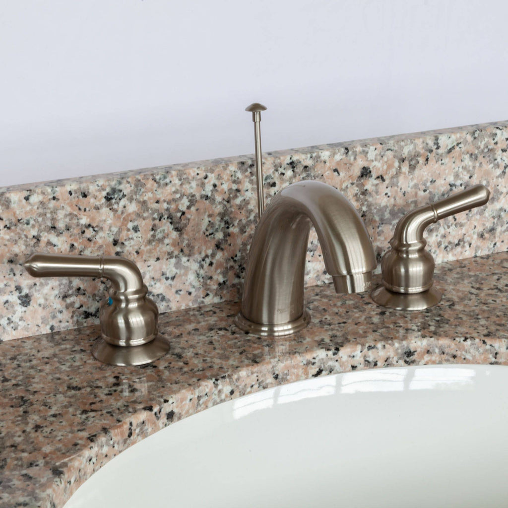 White Vanity with Burlywood Granite Top and Faucet B692854