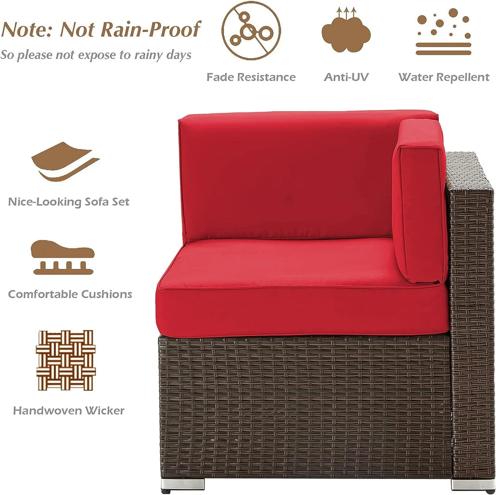 7-Piece PE Rattan Wicker Outdoor Sectional Sofa Set O30257
