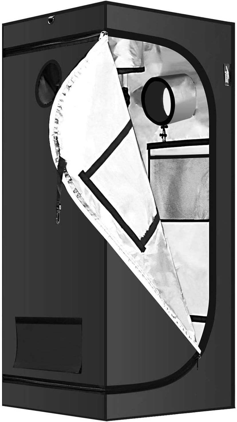32" x 32" x 63" Grow Tent with Floor Tray, Black Pack of 2 N280