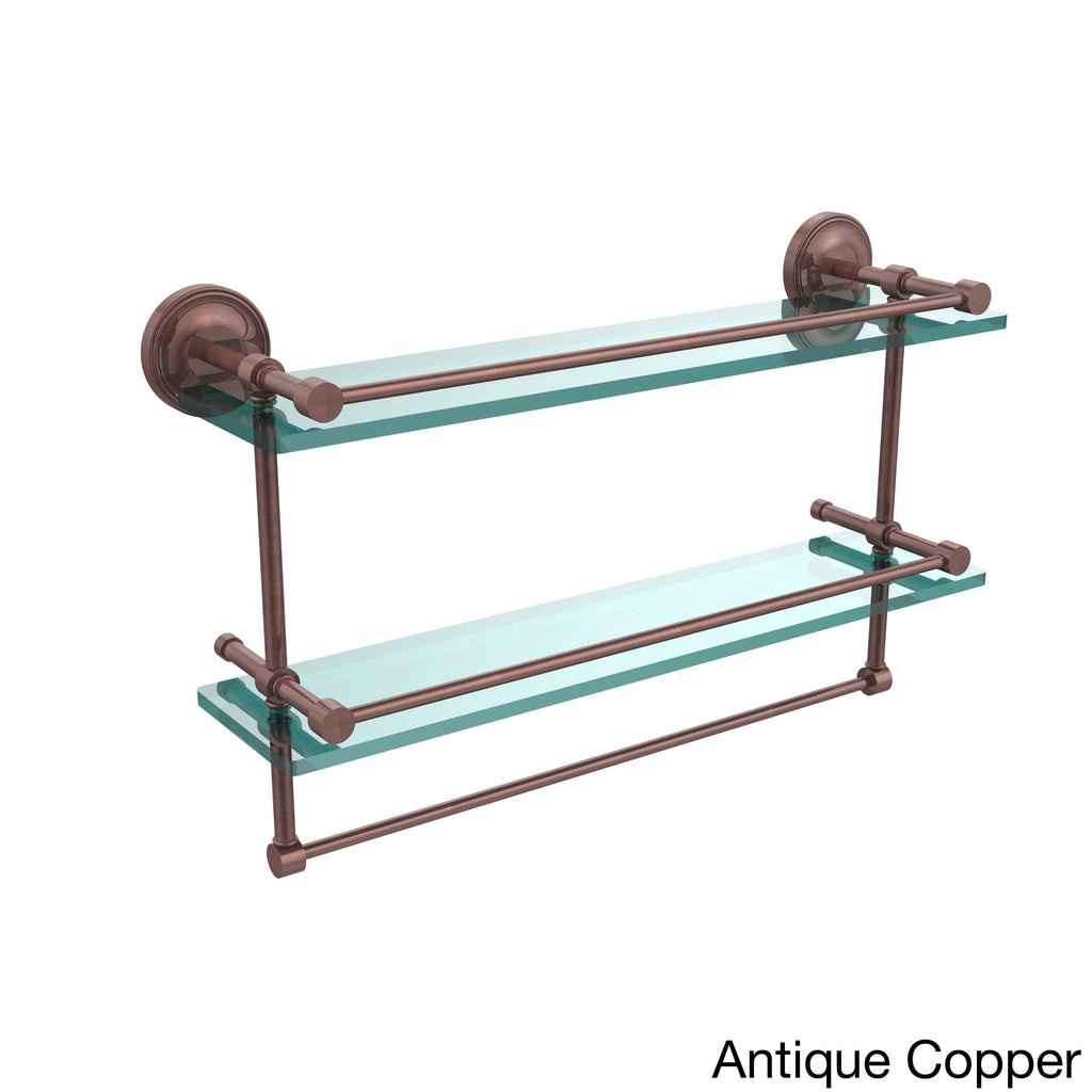 Double Glass Shelf with Towel Bar - Antique Copper - 22 inch J243818