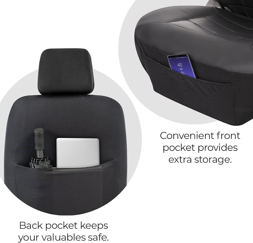 Soft Faux Leather Car Seat Cover, Universal Fit, Black A633722