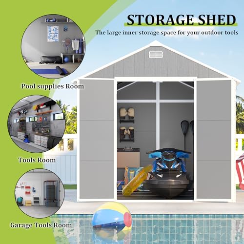 Gray 8x8 FT Outdoor Resin Storage Shed X778