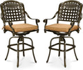 2 Piece Cast Aluminum Swivel Bar Stools with Cushions J60275