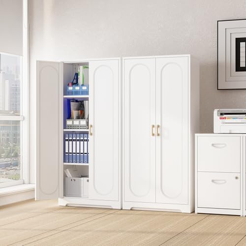 Black Metal Pantry Cabinet with Doors and 4 Adjustable Shelves T521222