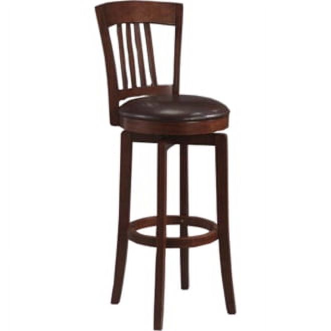 Brown Vinyl Seat Wood Bar Height Swivel Stool S34217