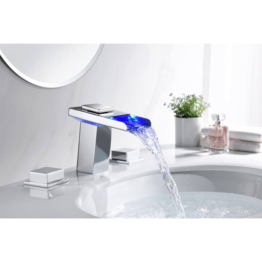 Chrome 8-Inch LED Widespread Bathroom Sink Faucet H276
