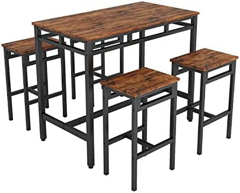 5 Piece Metal and Wood Dining Table and Chairs Set R297