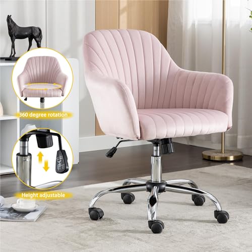 Green Velvet Swivel Rolling Vanity Desk Chair with Back and Wheels E7665