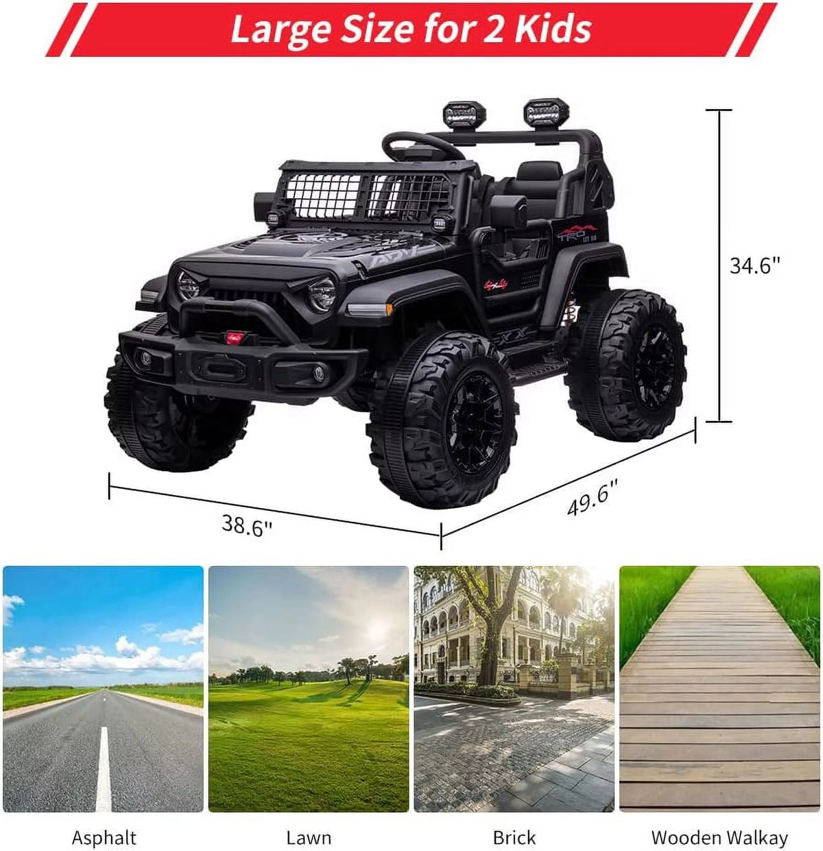 24V Kids Ride on Car with Remote Control 2 Seats LED Light Truck G210