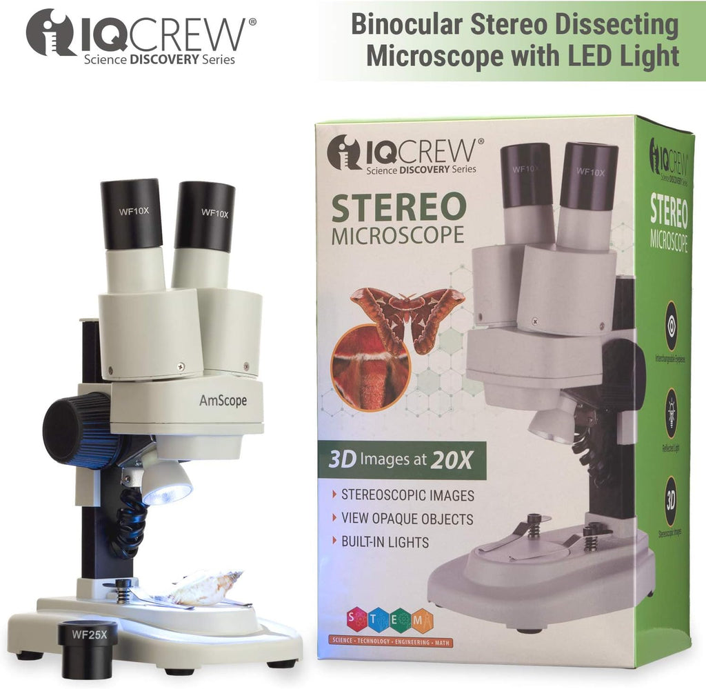Portable Binocular Stereo Microscope, 20X and 40X Magnification, LED Light Source G917364