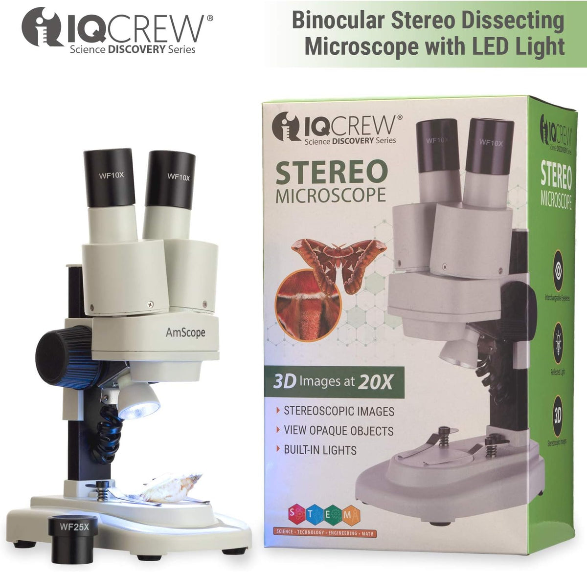 Portable Binocular Stereo Microscope, 20X and 40X Magnification, LED Light Source G917364