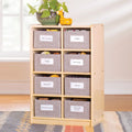 Natural 8 Fabric Bin Wood Storage Organizer E516