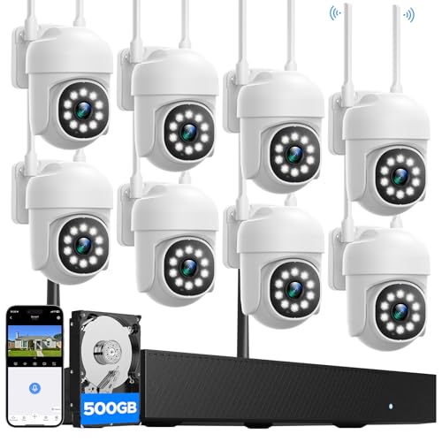 16CH 4K Wireless Security Camera System with 8 White PTZ Cameras S45406