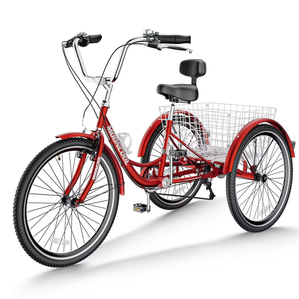 Adult Tricycles 3 Wheel 7 Speed 26 inch Tire Cruiser Bike with Low Step Through Frame and Big Basket G5436
