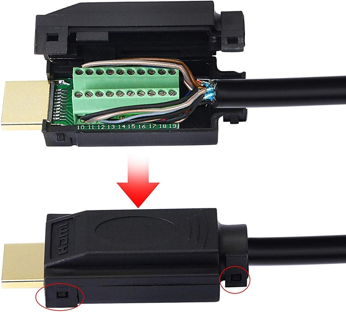2 Pack HDMI Solderless Adapter Gold Plated Connector with Plastic Cover Screwdriver X13161