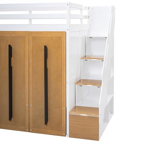 Twin Size Solid Wood Loft Bed with Storage L760633