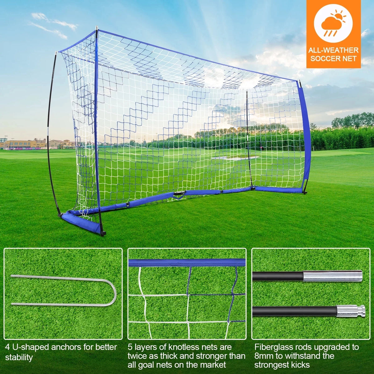 Blue 12 ft x 6 ft Portable Soccer Goal E146