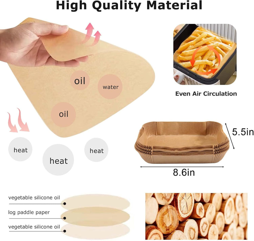 100Pcs Rectangular Baking Paper Liners for Air Fryers M341119