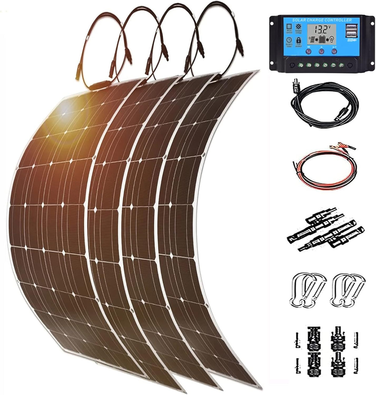 2pcs 200W Monocrystalline Flexible Solar Panel Kit G318