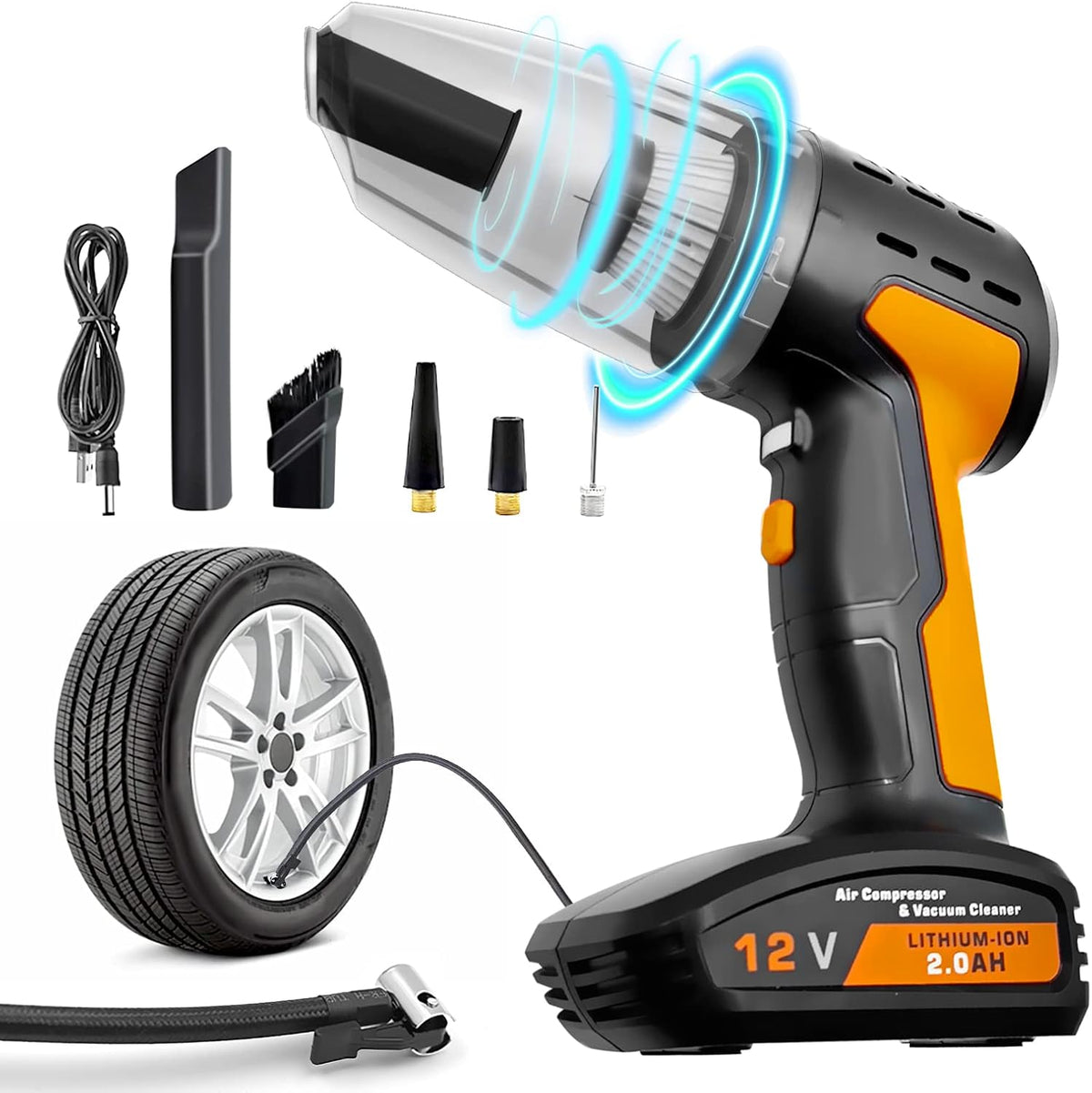 Portable Car Vacuum Cleaner Tire Inflator 4-in-1 U566