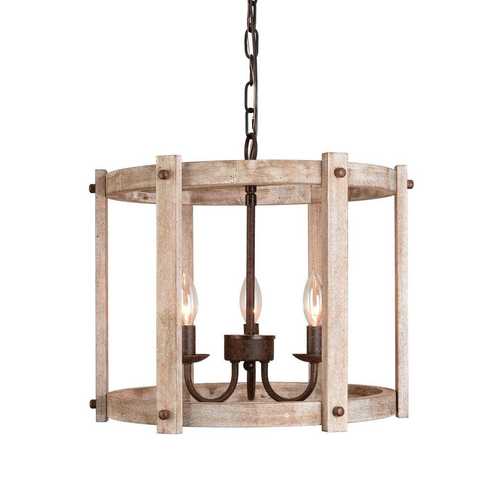 3-Light Weathered Wood Farmhouse Chandelier C7947