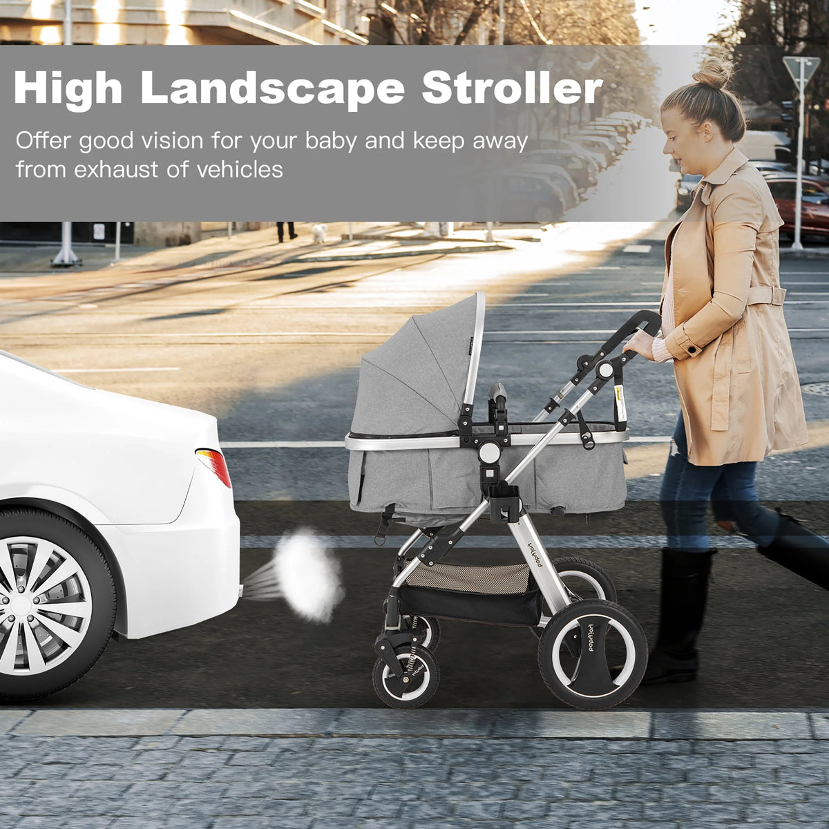 Folding Aluminum Baby Stroller with Diaper Bag K398
