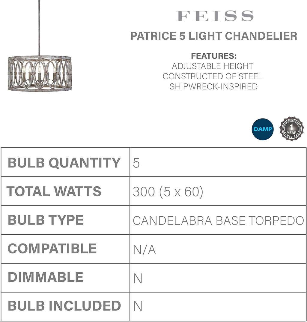 5-Light Outdoor Candle Drum Chandelier O82035