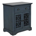 Antique Navy Retro Storage Cabinet with Doors and Wood Drawer H5451