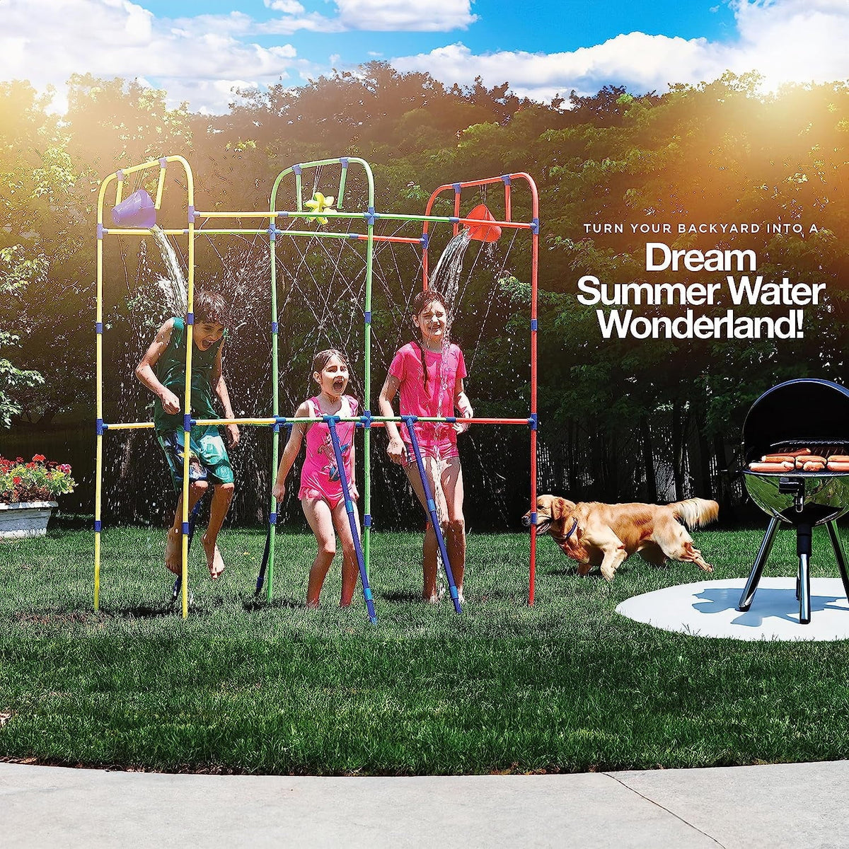 Waterpark Sprinkler Water Toy with Dump Buckets and Splash Wheel O524