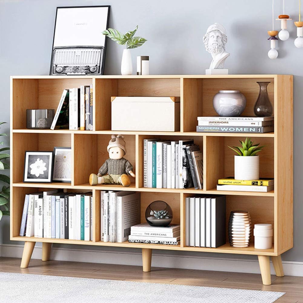 Bright Blue 3-Tier Wooden Open Shelf Bookcase Y547512