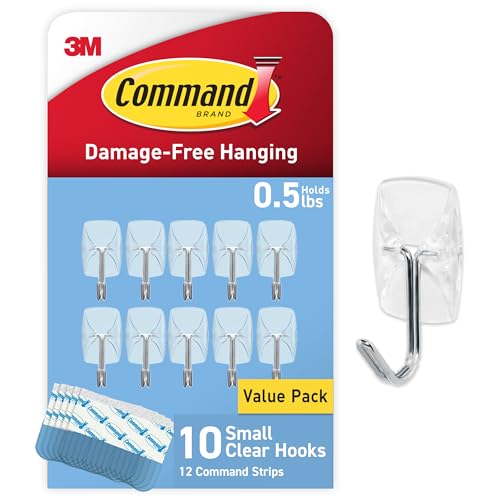 Clear Wire Toggle Hooks, 10 Hooks and 12 Adhesive Strips F9617