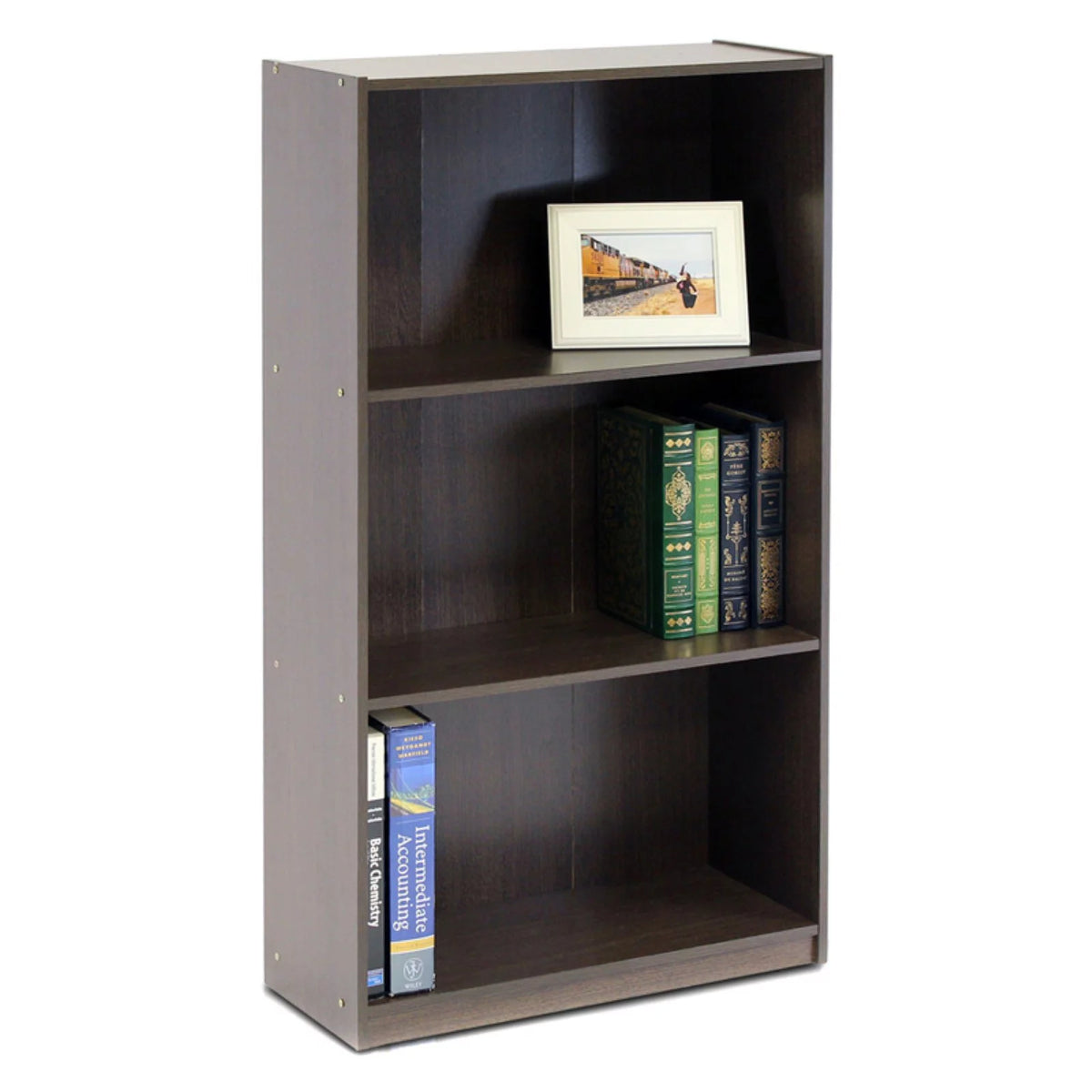 3-Tier Espresso Bookcase Storage Shelves B394