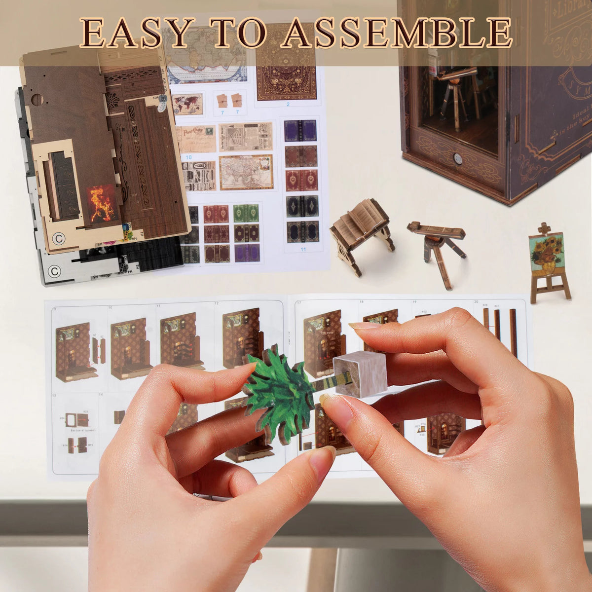 Wooden 3D Miniature Book Nook Kit with LED Light X63260