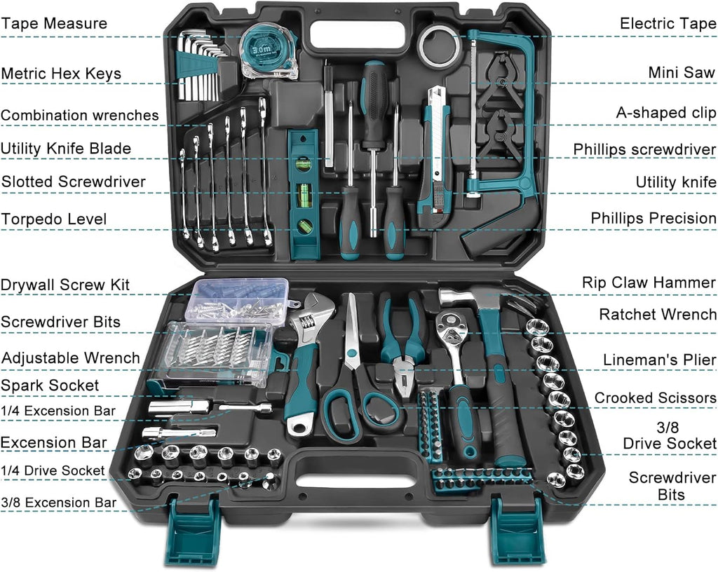 257 Pcs Household Hand Tool Kit with Toolbox Storage Case Z225973