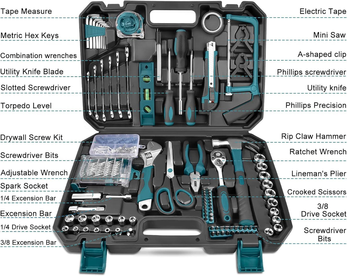 257 Pcs Household Hand Tool Kit with Toolbox Storage Case Z225973