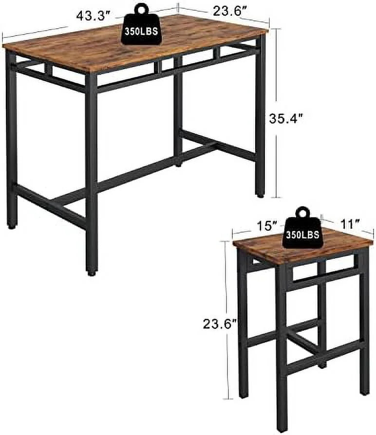5 Piece Metal and Wood Dining Table and Chairs Set R297