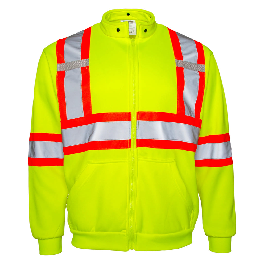 Hi-Vis Safety Full-Zip Hoodie, Yellow, L C9023