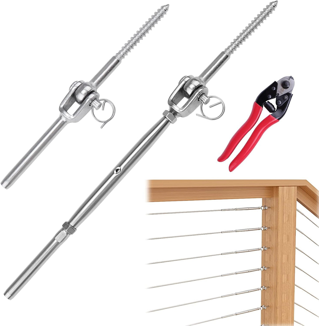 20 Set Cable Railing Kit 1/8 T316 Stainless Steel Turnbuckle Hardware V52166