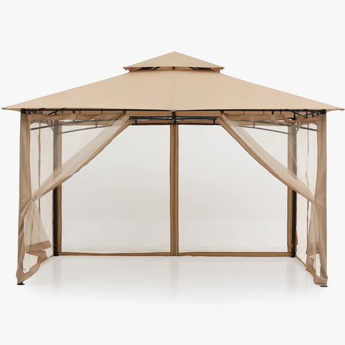 11'x11' Khaki Patio Gazebo with Mosquito Netting V658842