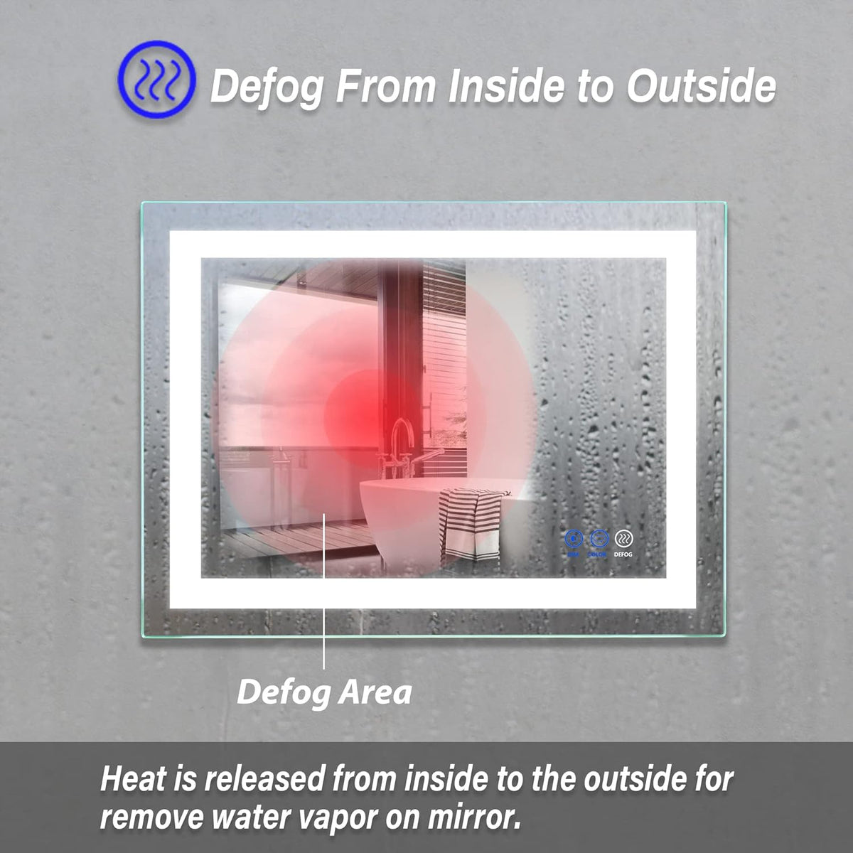 32x 24 LED Bathroom Mirror, Anti-Fog, Dimmable, Color Temperature Adjustable 3000-6000K W206